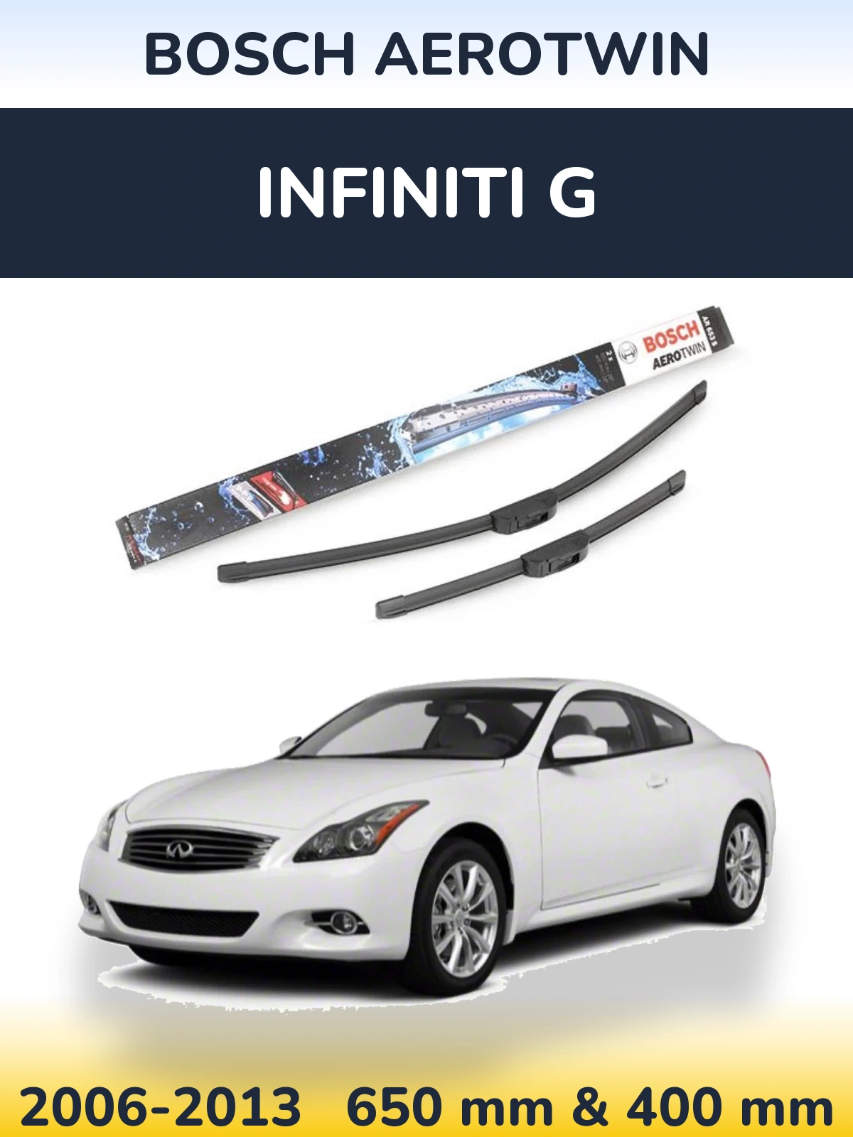 Комплект передніх щіток BOSCH AeroTwin 650 & 400 мм для Infiniti G 2006-2013