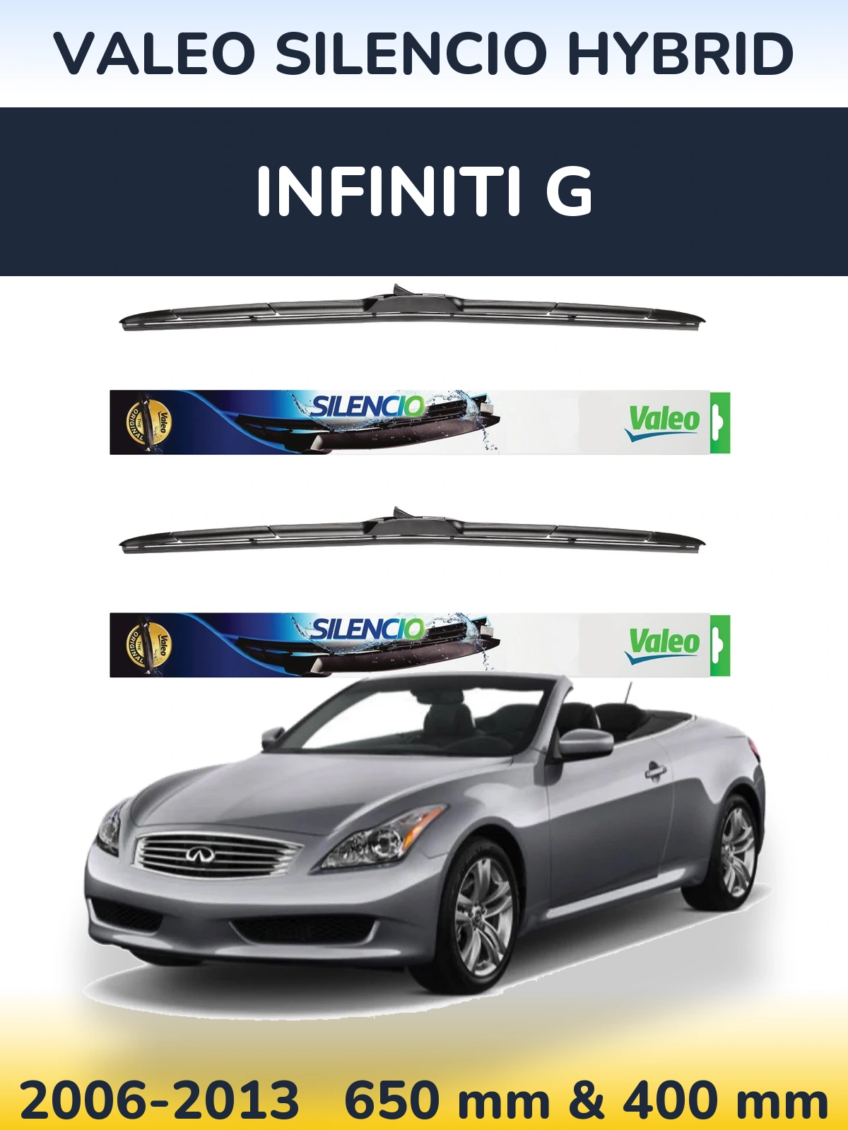 Комплект передних дворников Valeo Silencio Hybrid 650 & 400 мм для Infiniti G 2006-2013