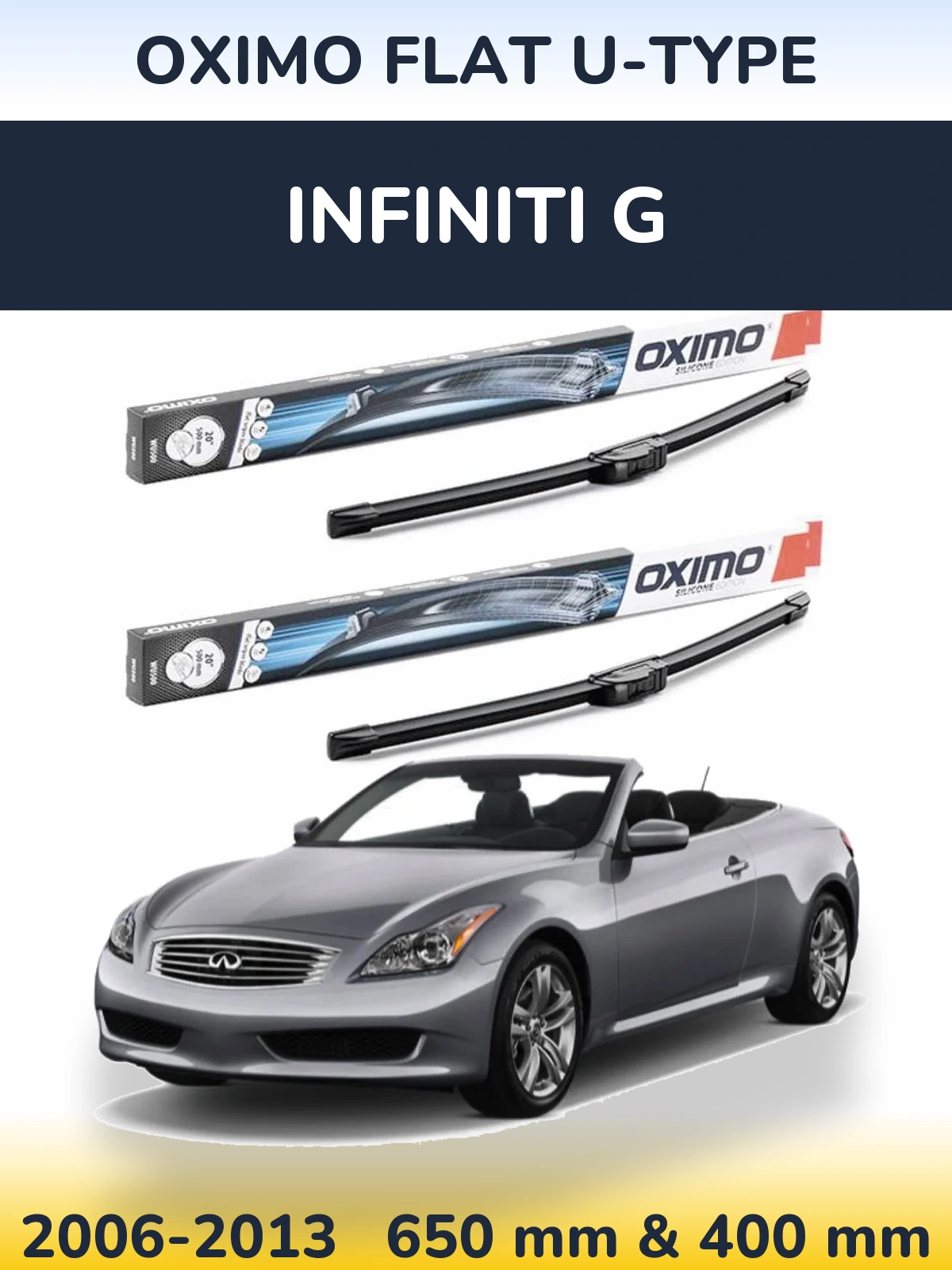 Komplet przednich wycieraczek Oximo Flat U-type 650 & 400 mm do Infiniti G 2006-2013