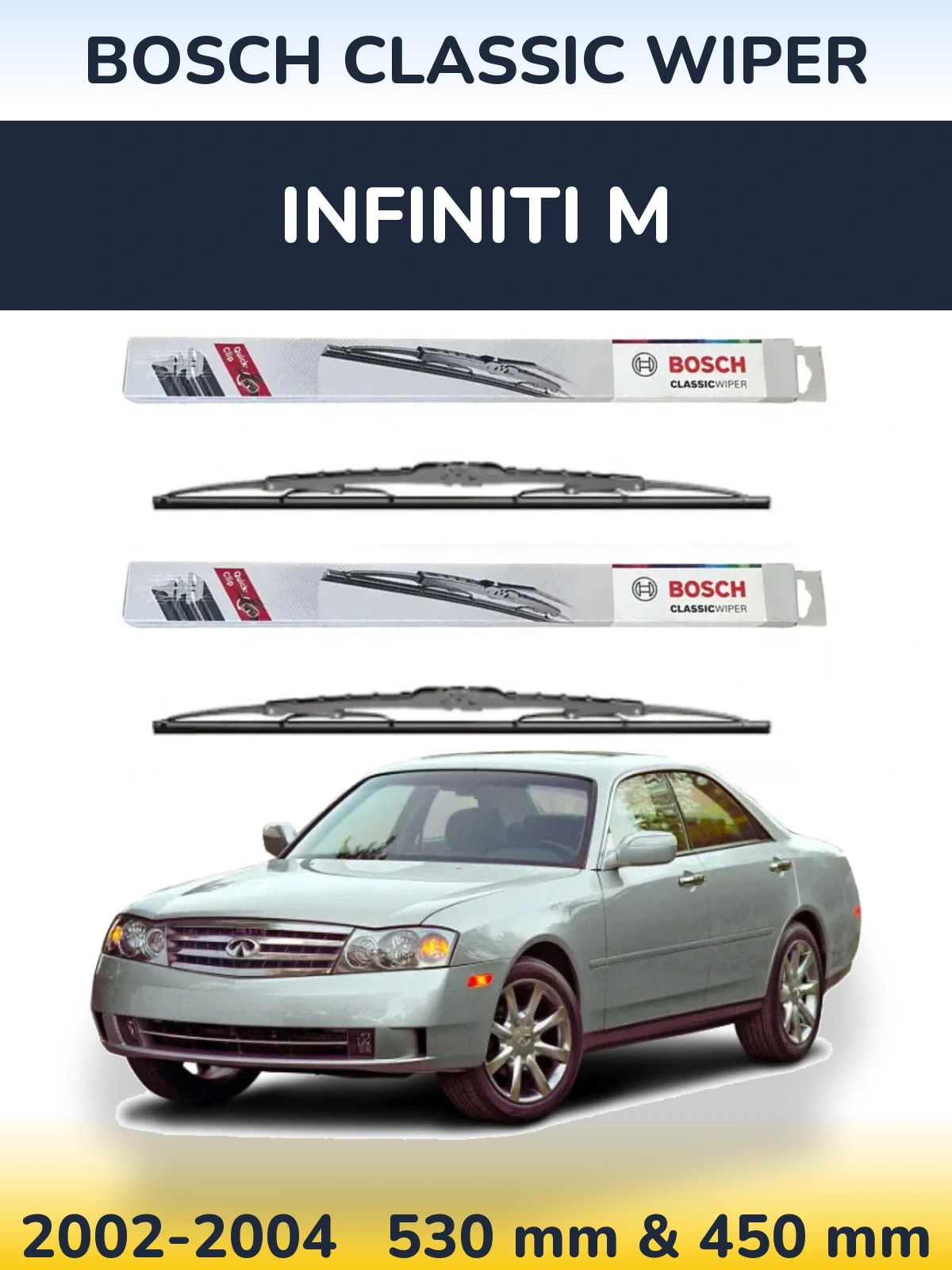Комплект передних дворников BOSCH Classic Wiper 530 & 450 мм для Infiniti M 2002-2004