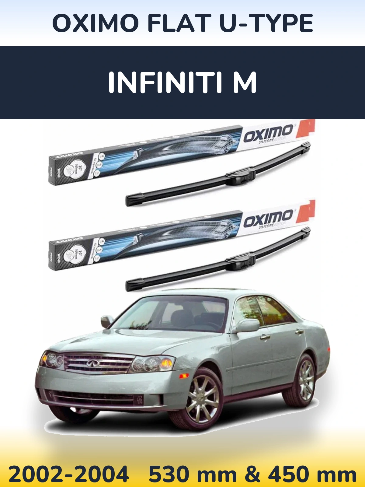 Комплект передних дворников Oximo Flat U-type 530 & 450 мм для Infiniti M 2002-2004