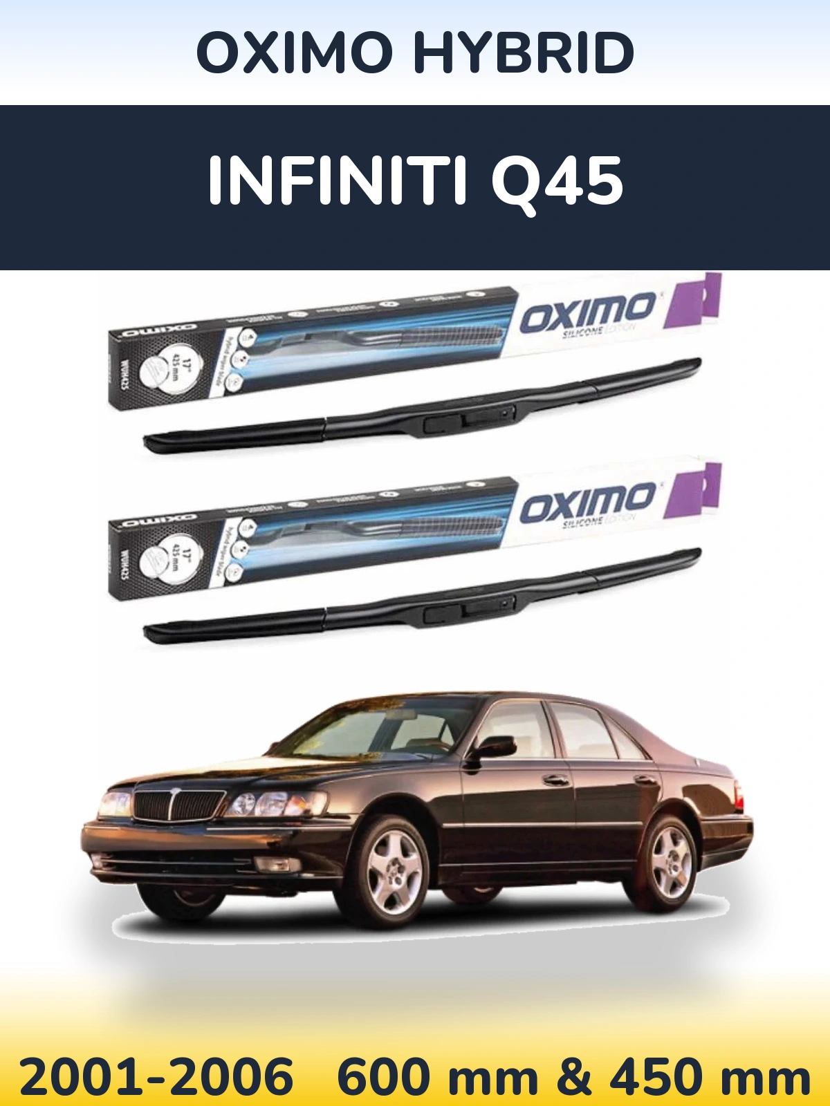 Комплект передних дворников Oximo Hybrid 600 & 450 мм для Infiniti Q45 2001-2006