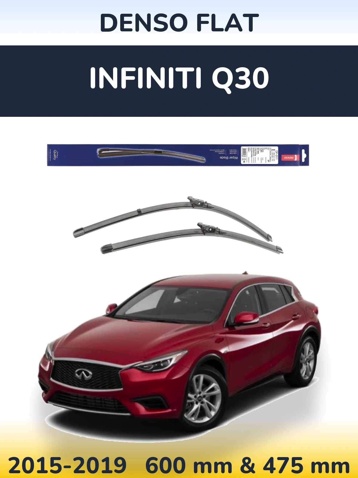 Комплект передніх щіток Denso Flat 600 & 475 мм для Infiniti Q30 2015-2019
