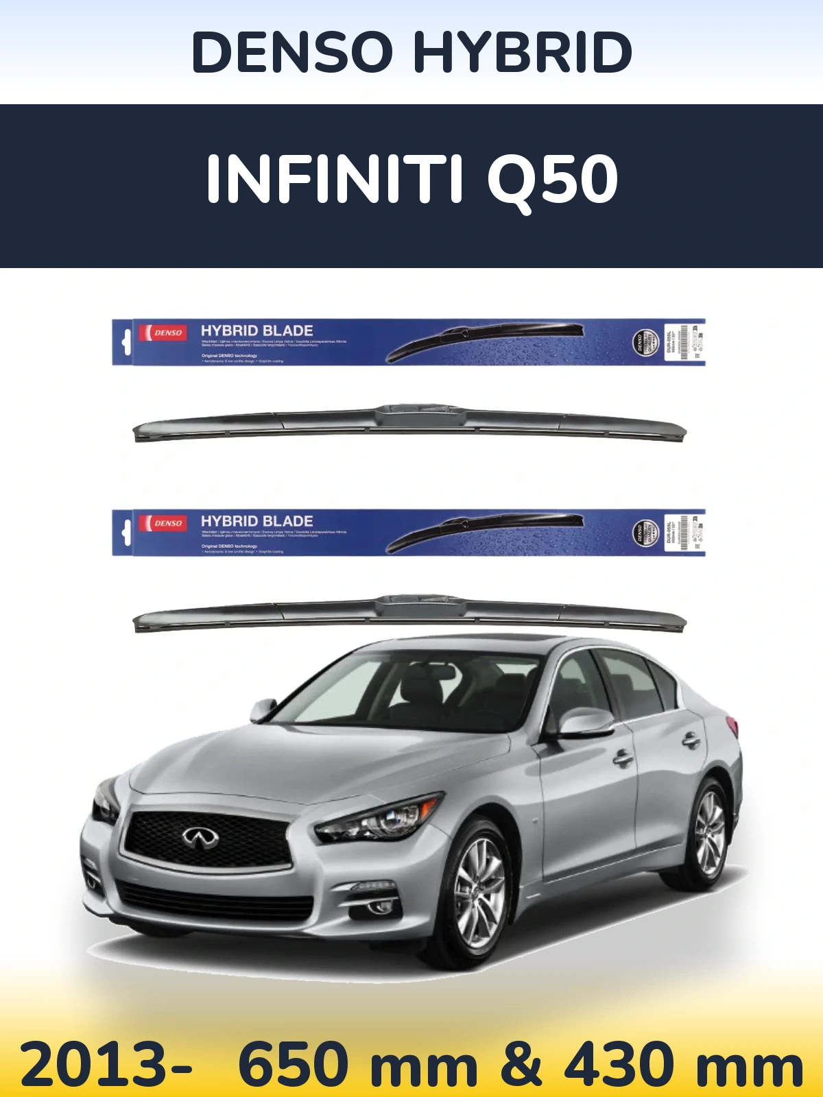 Komplet przednich wycieraczek Denso Hybrid 650 & 430 mm do Infiniti Q50 2013-2026