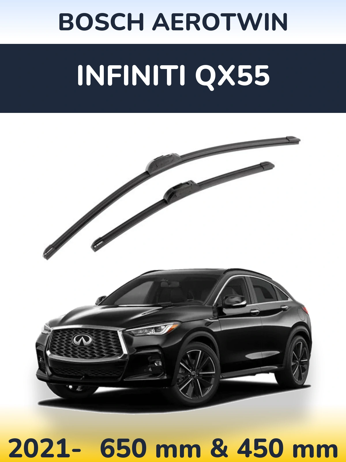 Комплект передніх щіток BOSCH AeroTwin 650 & 450 мм для Infiniti QX55 2021-2026