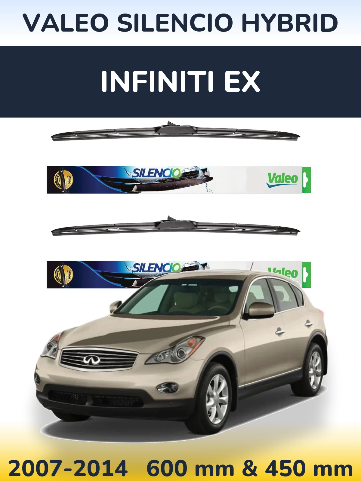 Комплект передних дворников Valeo Silencio Hybrid 600 & 450 мм для Infiniti EX 2007-2014
