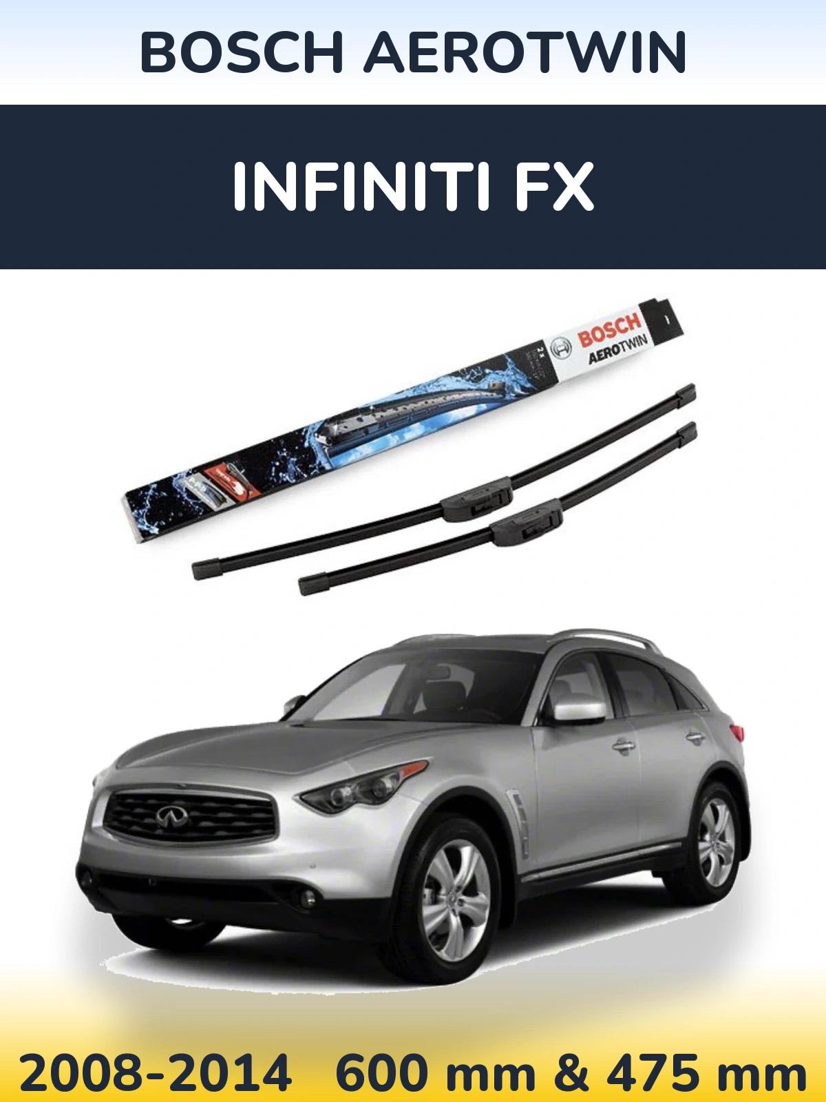 Комплект передних дворников BOSCH AeroTwin 600 & 475 мм для Infiniti FX 2008-2014