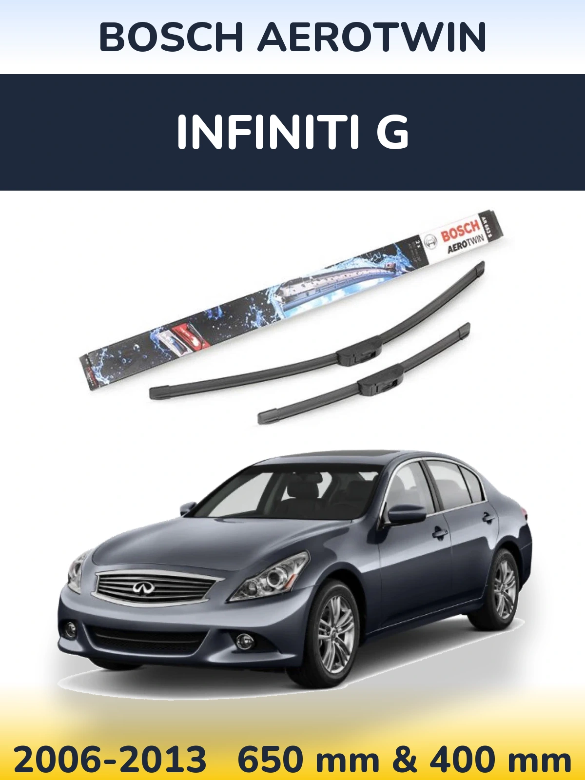 Комплект передних дворников BOSCH AeroTwin 650 & 400 мм для Infiniti G 2006-2013
