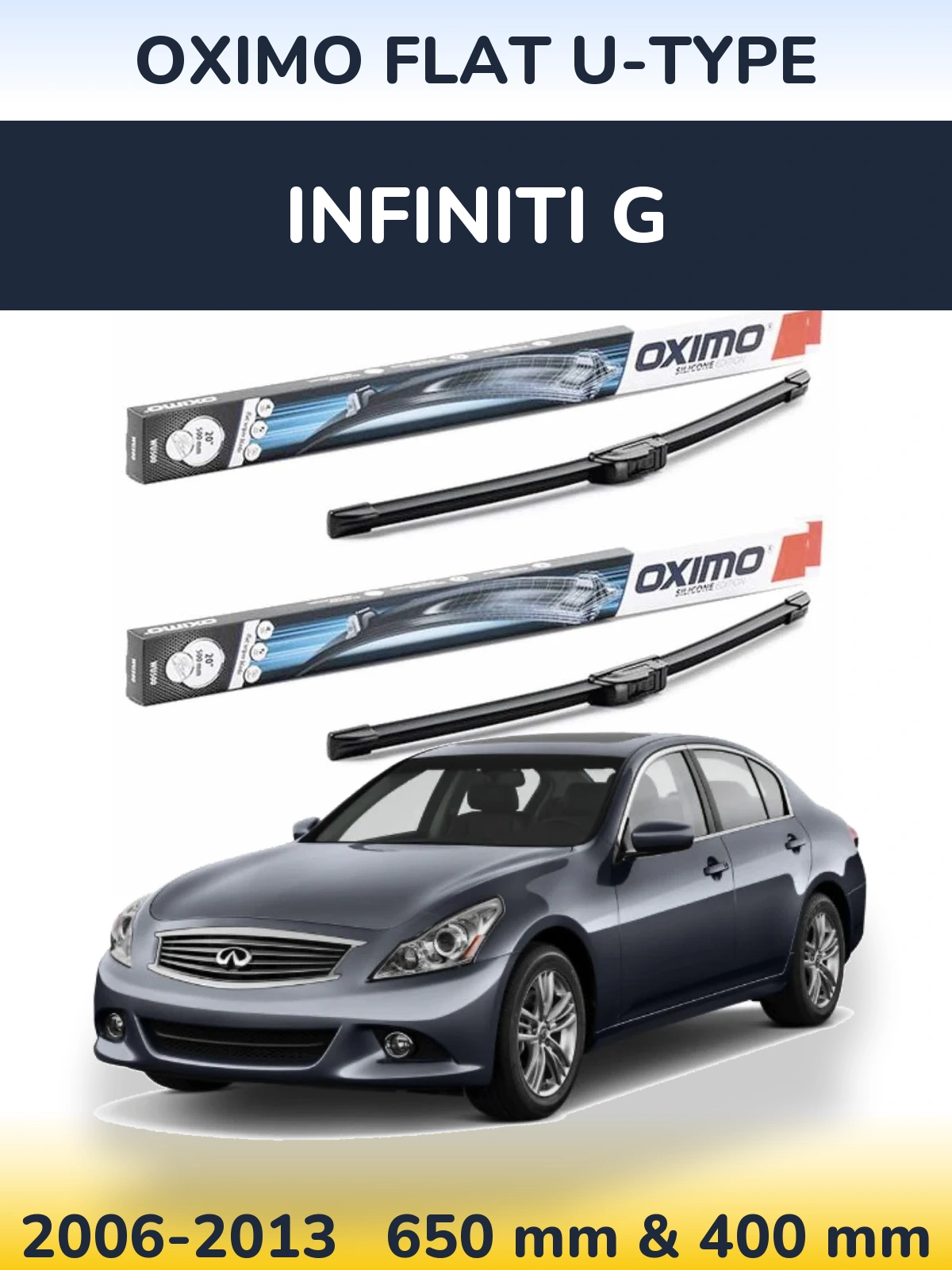 Комплект передних дворников Oximo Flat U-type 650 & 400 мм для Infiniti G 2006-2013