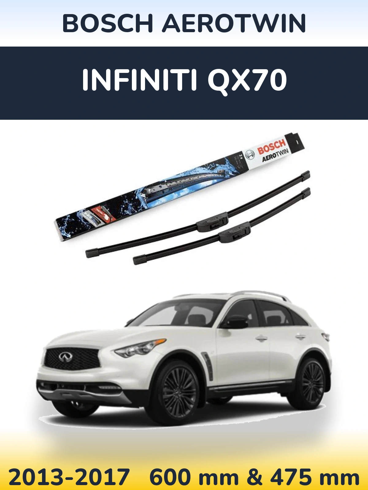 Komplet przednich wycieraczek BOSCH AeroTwin 600 & 475 mm do Infiniti QX70 2013-2017