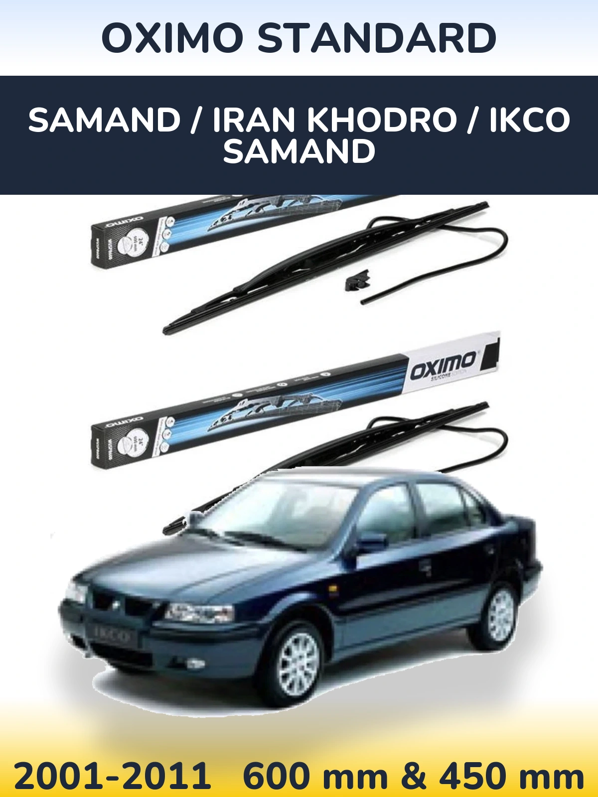 Komplet przednich wycieraczek Oximo Standard 600 & 450 mm do Samand / Iran Khodro / IKCO Samand 2001-2011