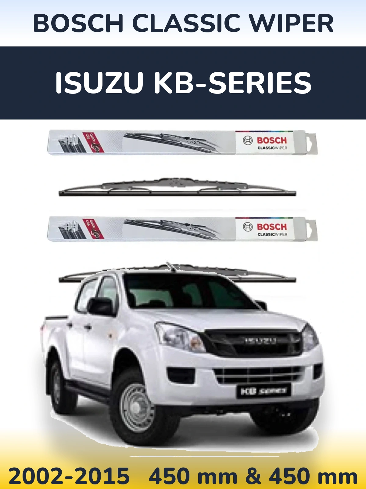 Комплект передних дворников BOSCH Classic Wiper 450 & 450 мм для Isuzu KB-Series 2002-2015