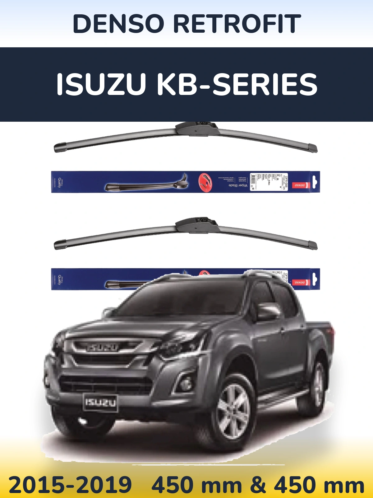 Комплект передних дворников Denso Retrofit 450 & 450 мм для Isuzu KB-Series 2015-2019
