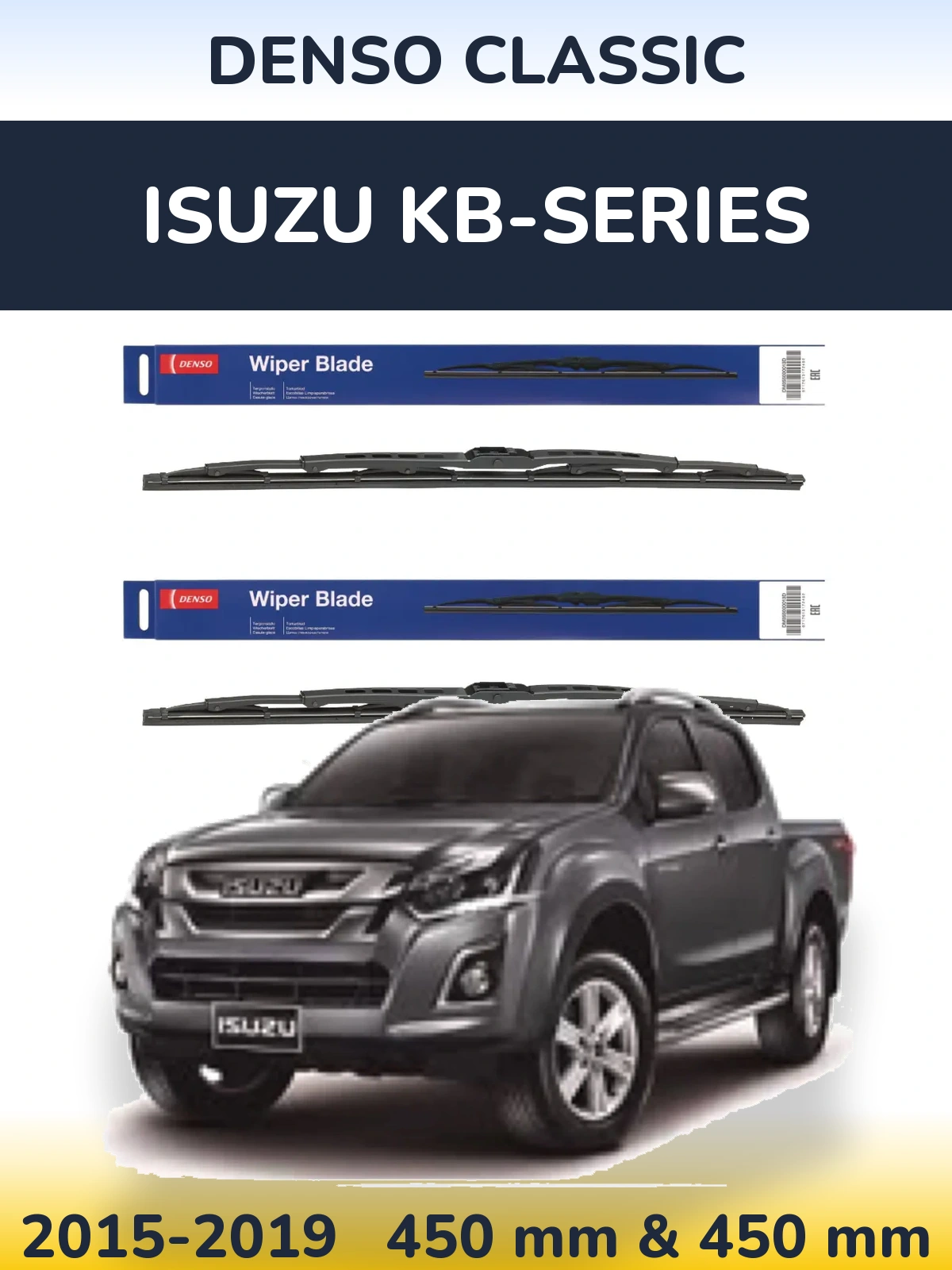 Komplet przednich wycieraczek Denso Classic 450 & 450 mm do Isuzu KB-Series 2015-2019