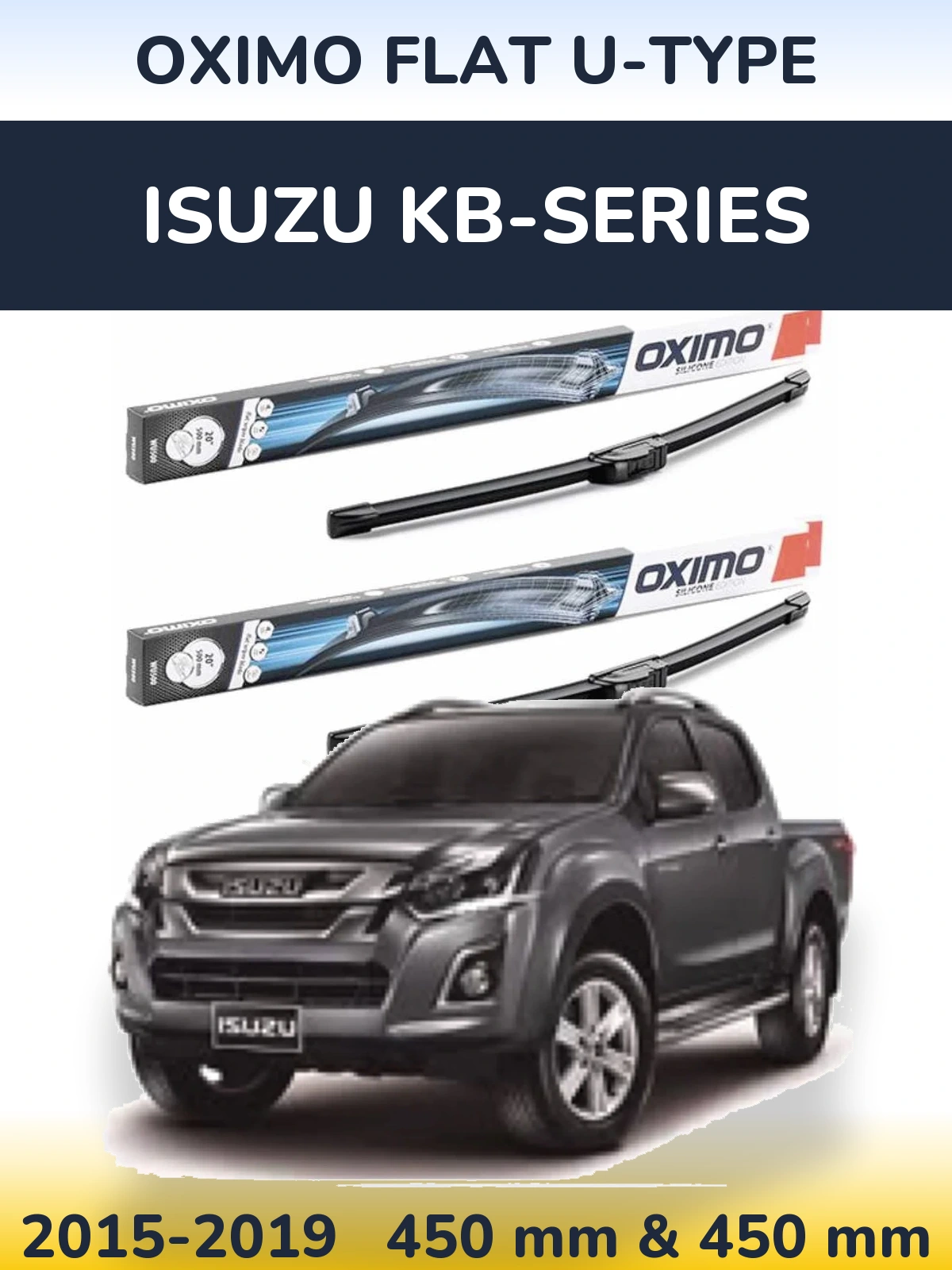 Komplet przednich wycieraczek Oximo Flat U-type 450 & 450 mm do Isuzu KB-Series 2015-2019