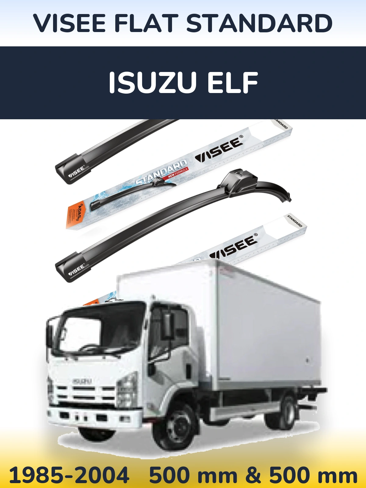 Комплект передніх щіток VISEE FLAT STANDARD 500 & 500 мм для Isuzu ELF 1985-2004