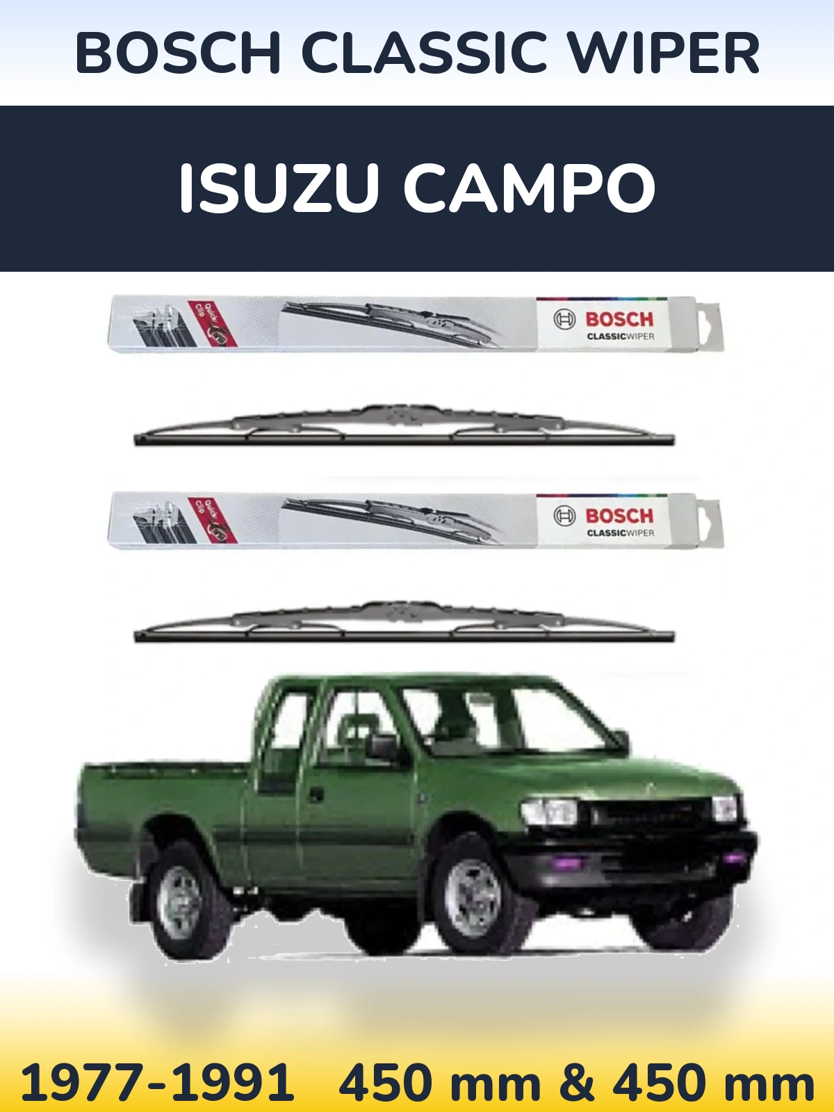 Комплект передних дворников BOSCH Classic Wiper 450 & 450 мм для Isuzu Campo 1977-1991