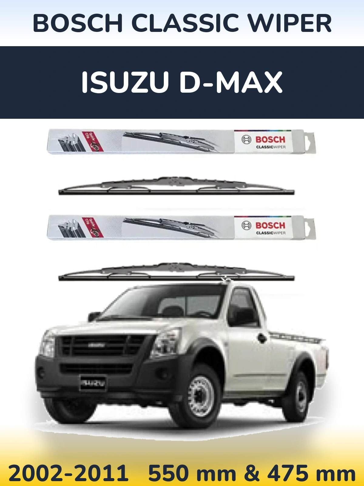 Комплект передних дворников BOSCH Classic Wiper 550 & 475 мм для Isuzu D-Max 2002-2011