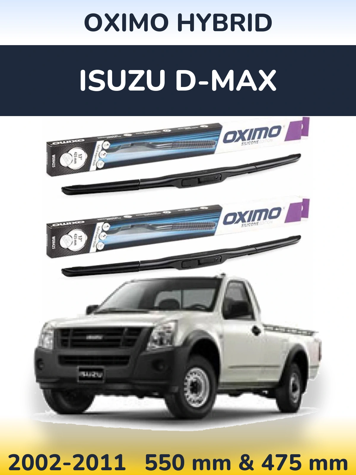 Комплект передних дворников Oximo Hybrid 550 & 475 мм для Isuzu D-Max 2002-2011