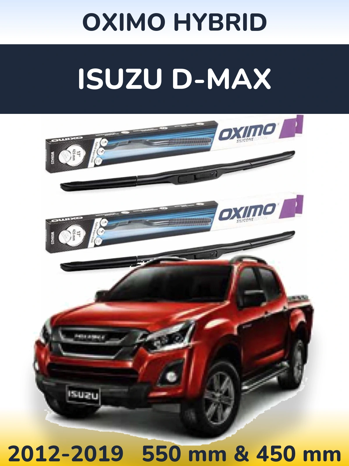 Комплект передних дворников Oximo Hybrid 550 & 450 мм для Isuzu D-Max 2012-2019