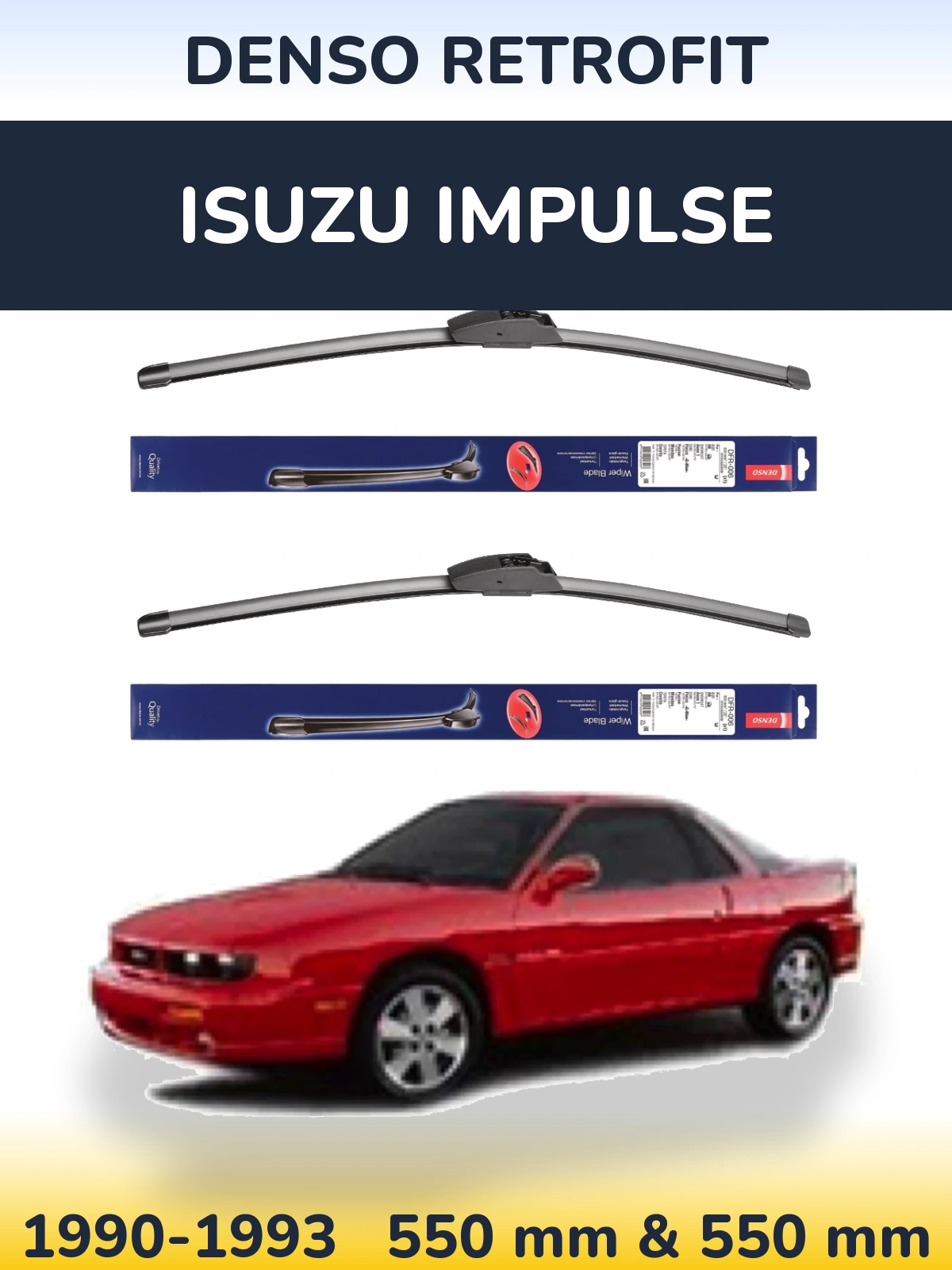 Komplet przednich wycieraczek Denso Retrofit 550 & 550 mm do Isuzu Impulse 1990-1993