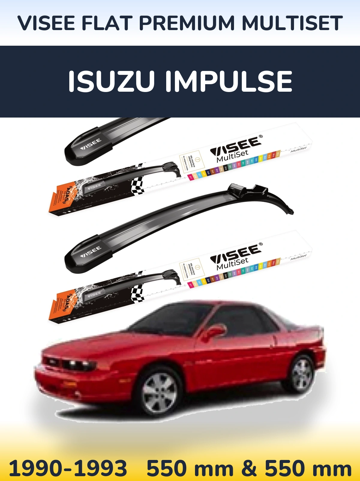 Комплект передних дворников VISEE FLAT PREMIUM MultiSet 550 & 550 мм для Isuzu Impulse 1990-1993