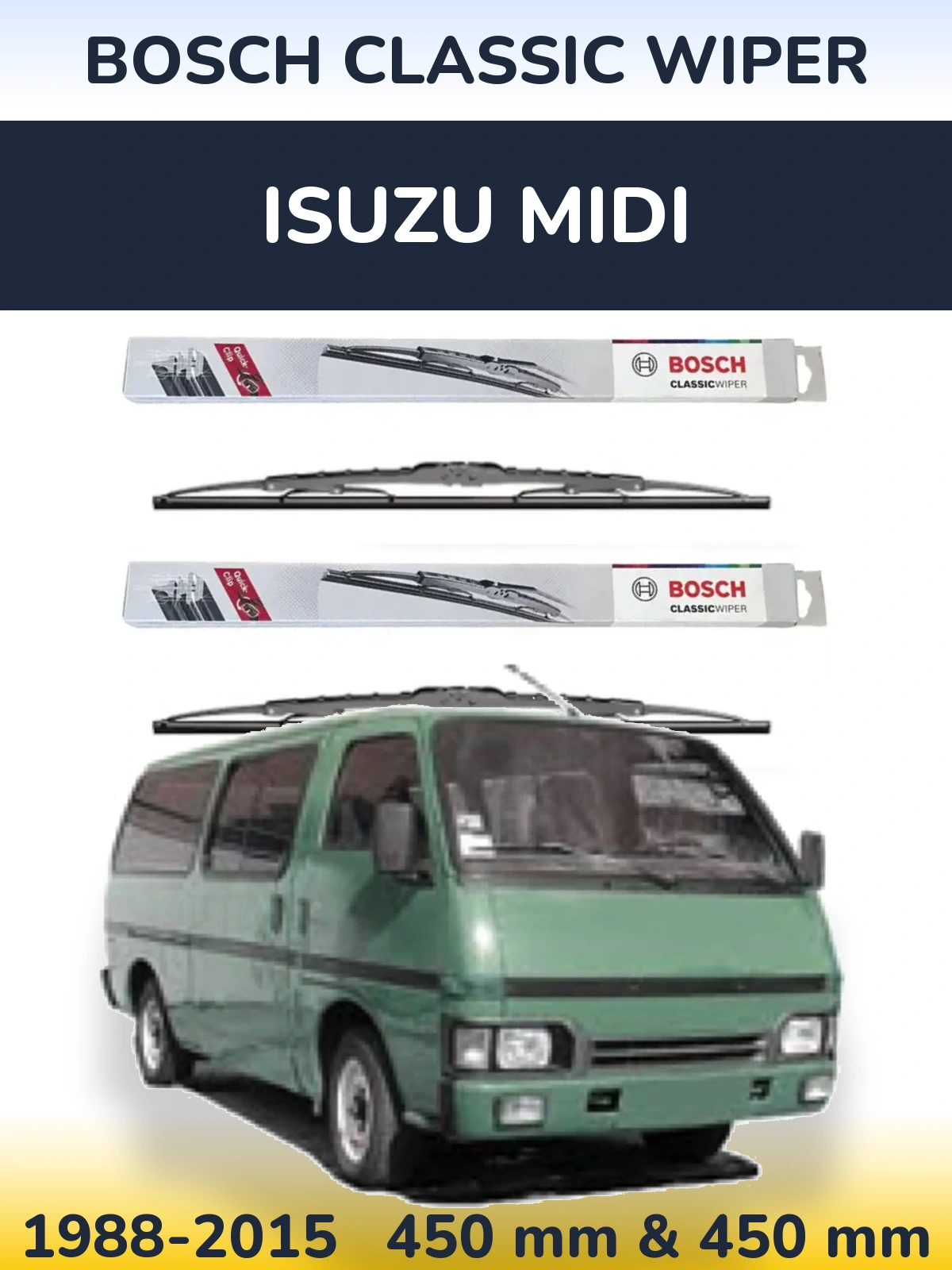 Комплект передних дворников BOSCH Classic Wiper 450 & 450 мм для Isuzu Midi 1988-2015