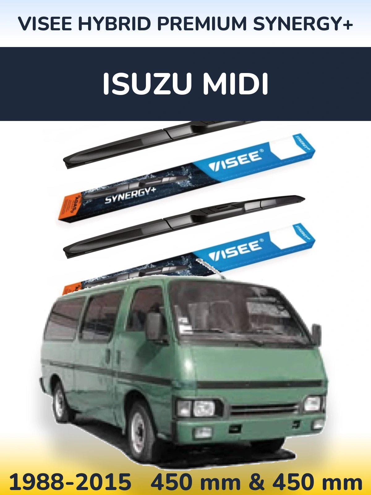 Komplet przednich wycieraczek VISEE HYBRID PREMIUM SYNERGY+ 450 & 450 mm do Isuzu Midi 1988-2015