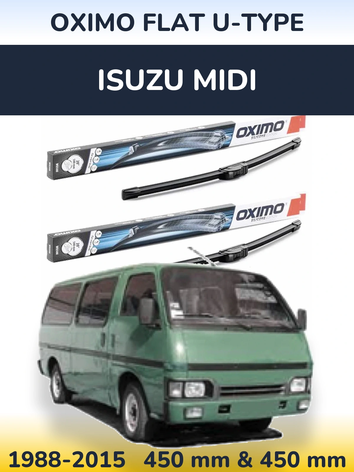 Комплект передних дворников Oximo Flat U-type 450 & 450 мм для Isuzu Midi 1988-2015