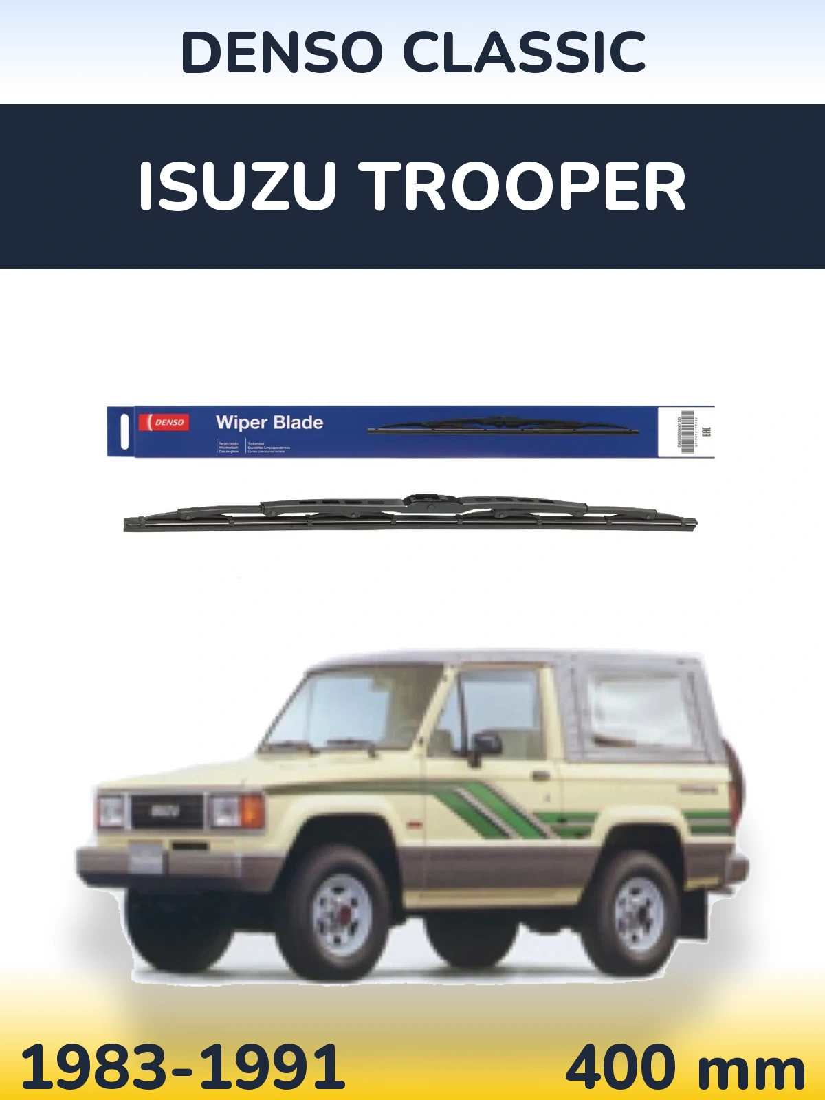 Rear wiper blade Denso Classic 400 mm for Isuzu Trooper 1983-1991