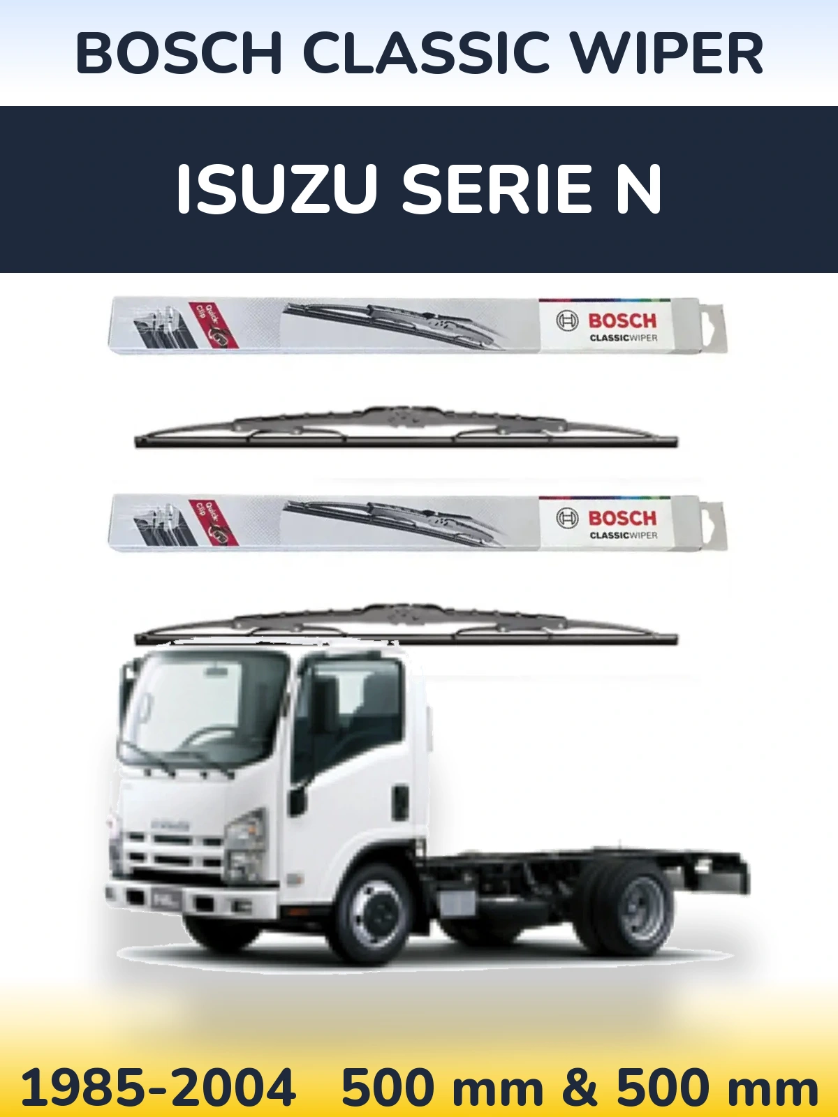 Комплект передніх щіток BOSCH Classic Wiper 500 & 500 мм для Isuzu Serie N 1985-2004