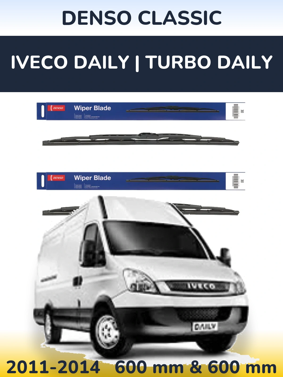 Komplet przednich wycieraczek Denso Classic 600 & 600 mm do Iveco Daily | Turbo Daily 2011-2014