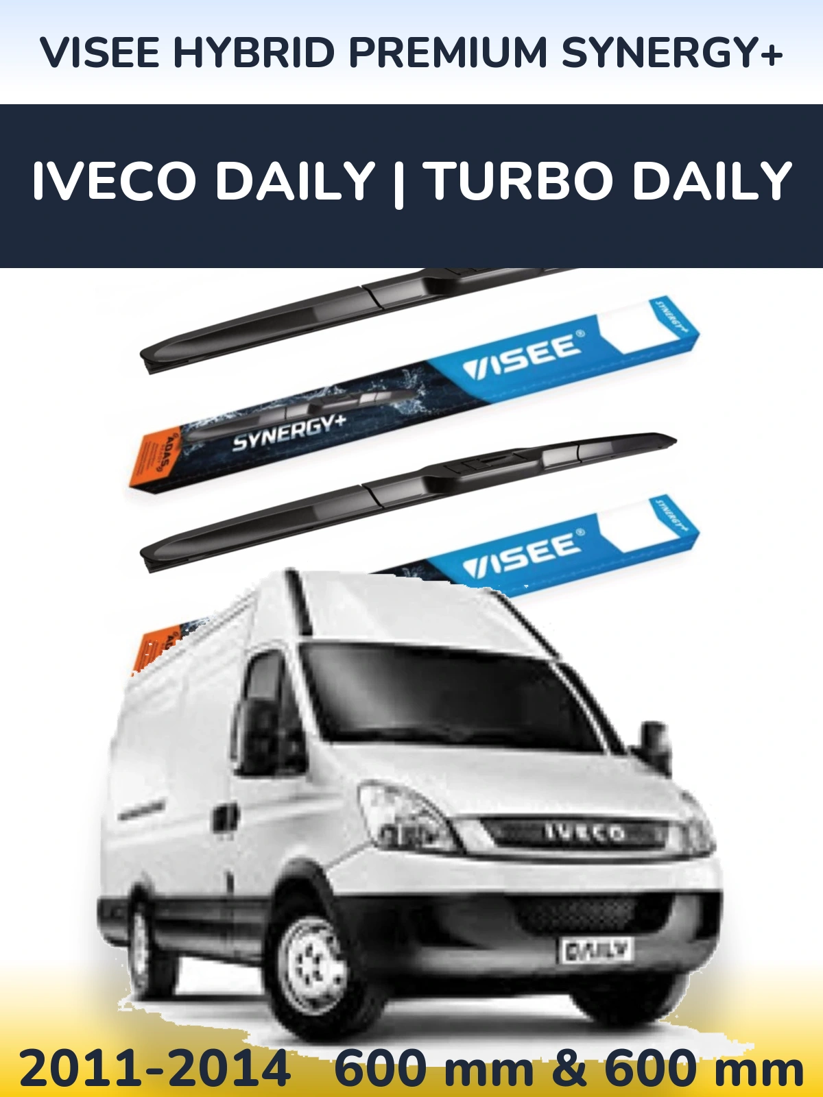 Front wiper blade set VISEE HYBRID PREMIUM SYNERGY+ 600 & 600 mm for Iveco Daily | Turbo Daily 2011-2014