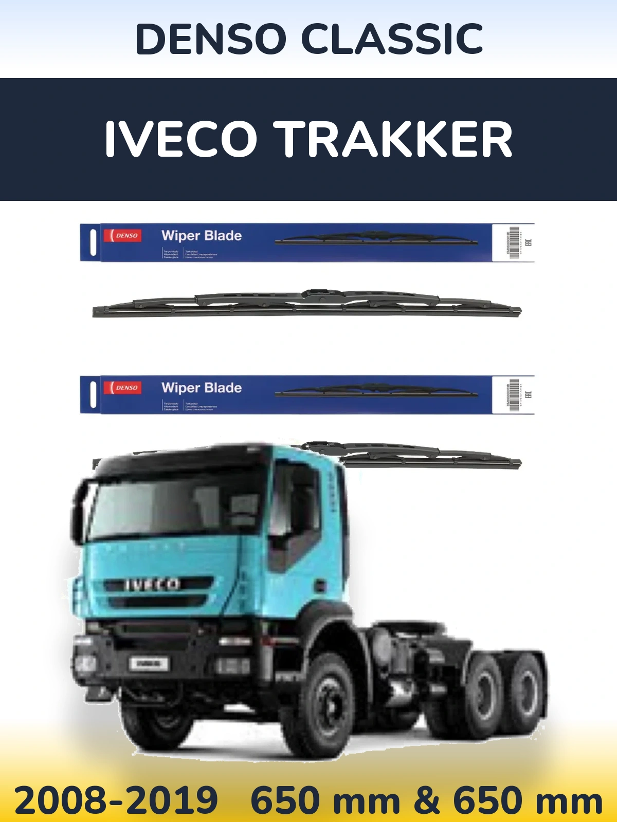 Komplet przednich wycieraczek Denso Classic 650 & 650 mm do Iveco Trakker 2008-2019