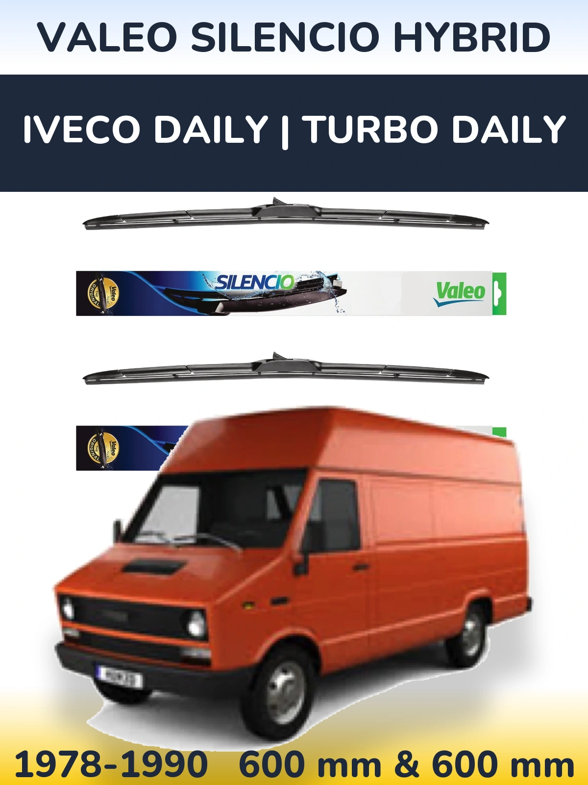 Комплект передніх щіток Valeo Silencio Hybrid 600 & 600 мм для Iveco Daily | Turbo Daily 1978-1990