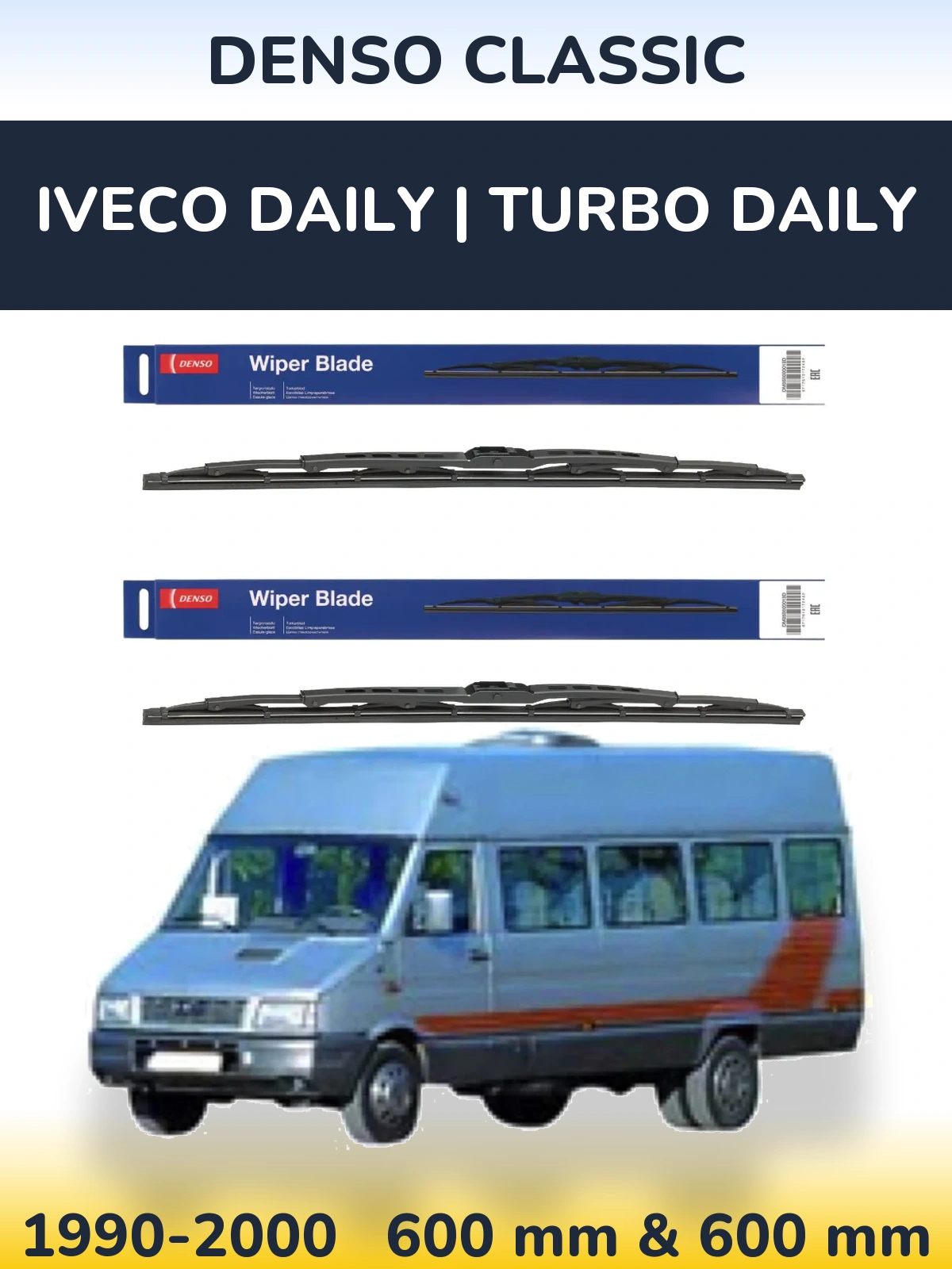 Комплект передних дворников Denso Classic 600 & 600 мм для Iveco Daily | Turbo Daily 1990-2000