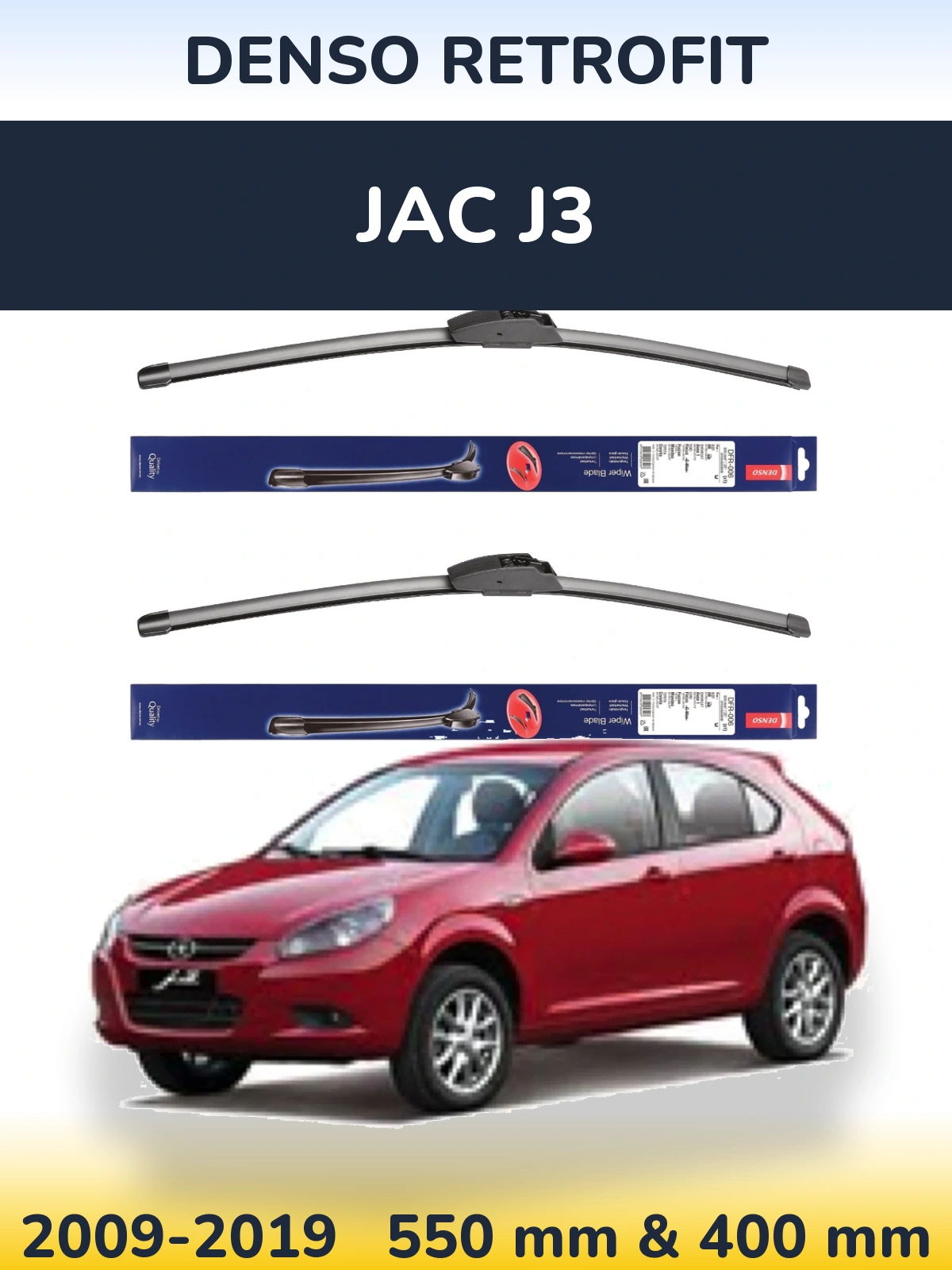 Комплект передних дворников Denso Retrofit 550 & 400 мм для JAC J3 2009-2019