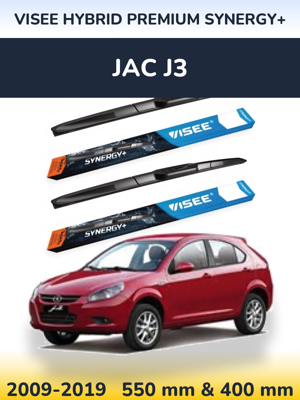 Комплект передних дворников VISEE HYBRID PREMIUM SYNERGY+ 550 & 400 мм для JAC J3 2009-2019