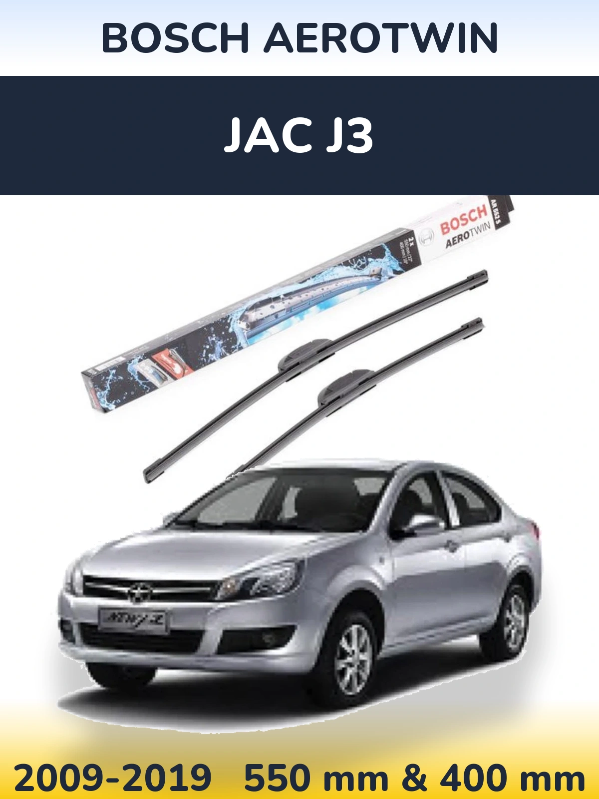 Komplet przednich wycieraczek BOSCH AeroTwin 550 & 400 mm do JAC J3 2009-2019