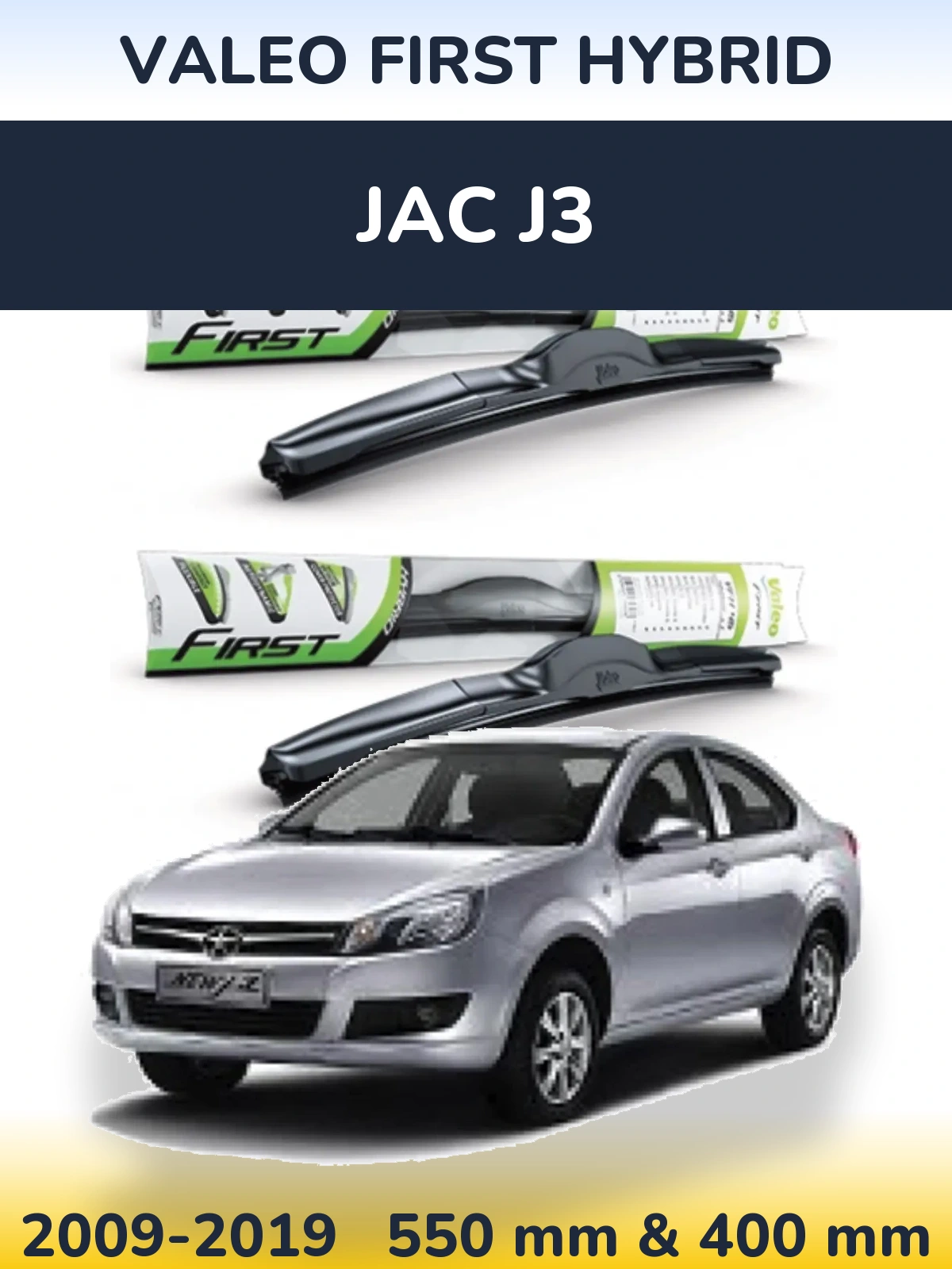 Komplet przednich wycieraczek Valeo First Hybrid 550 & 400 mm do JAC J3 2009-2019