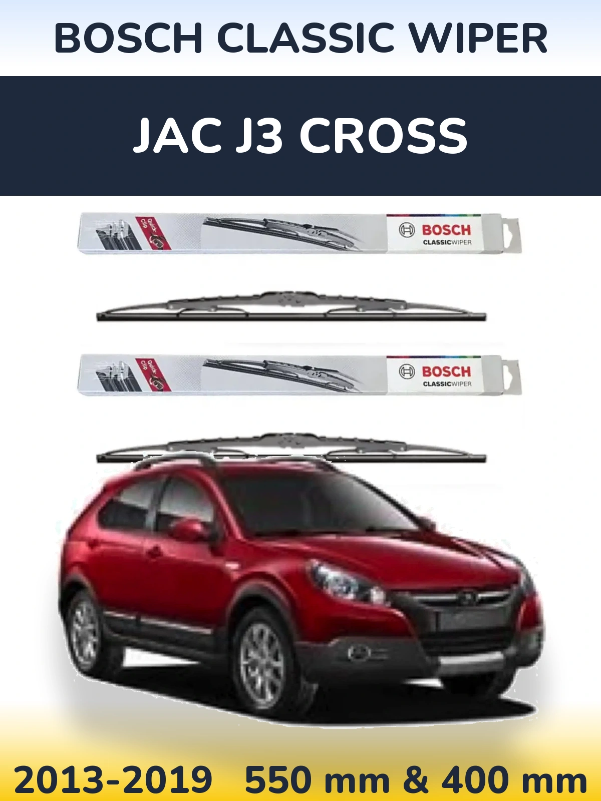 Komplet przednich wycieraczek BOSCH Classic Wiper 550 & 400 mm do JAC J3 Cross 2013-2019