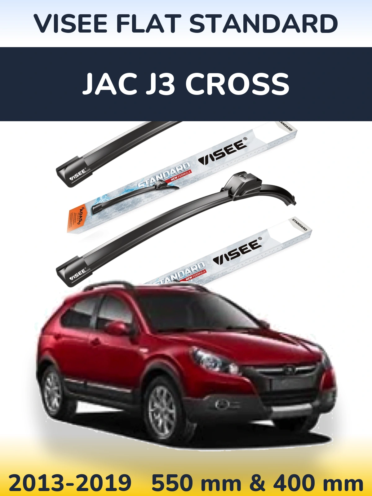 Komplet przednich wycieraczek VISEE FLAT STANDARD 550 & 400 mm do JAC J3 Cross 2013-2019