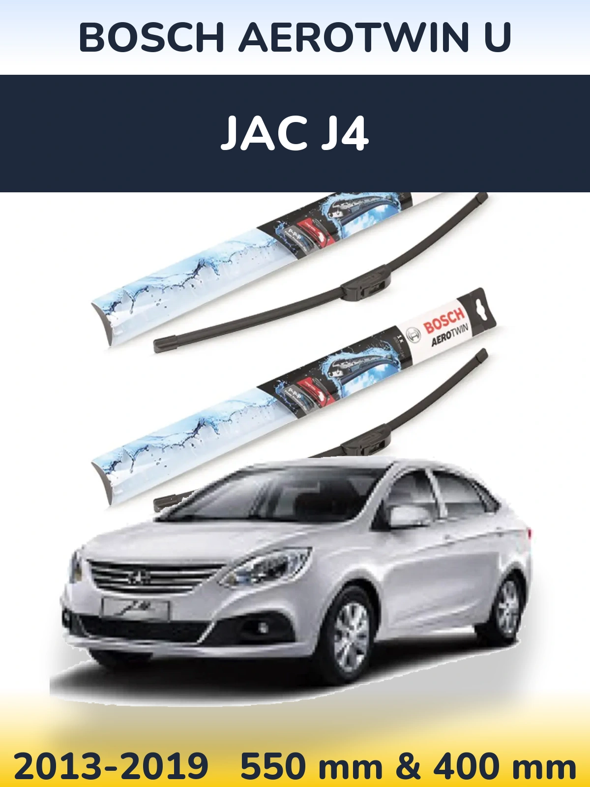 Komplet przednich wycieraczek BOSCH AeroTwin U 550 & 400 mm do JAC J4 2013-2019