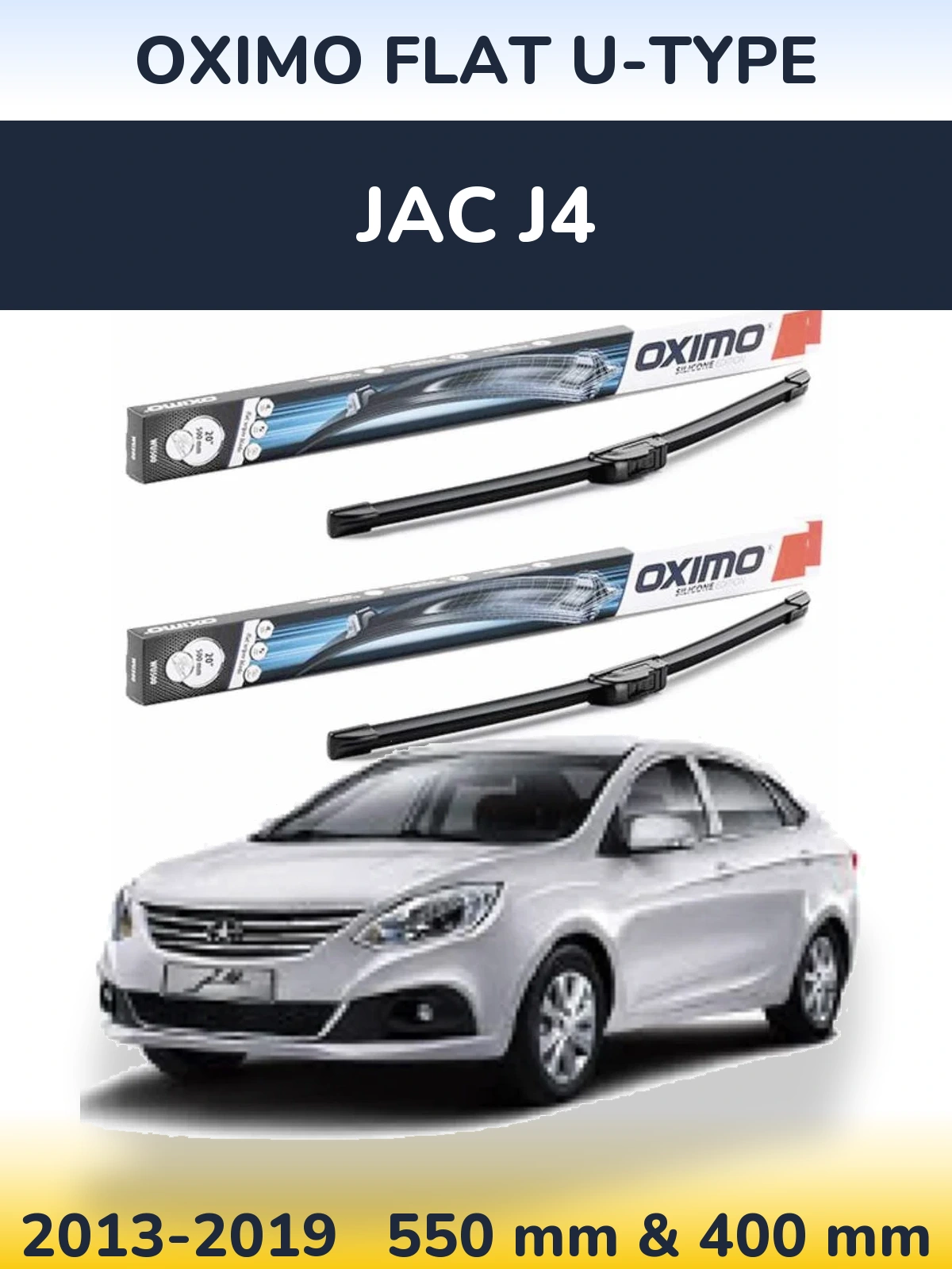 Komplet przednich wycieraczek Oximo Flat U-type 550 & 400 mm do JAC J4 2013-2019