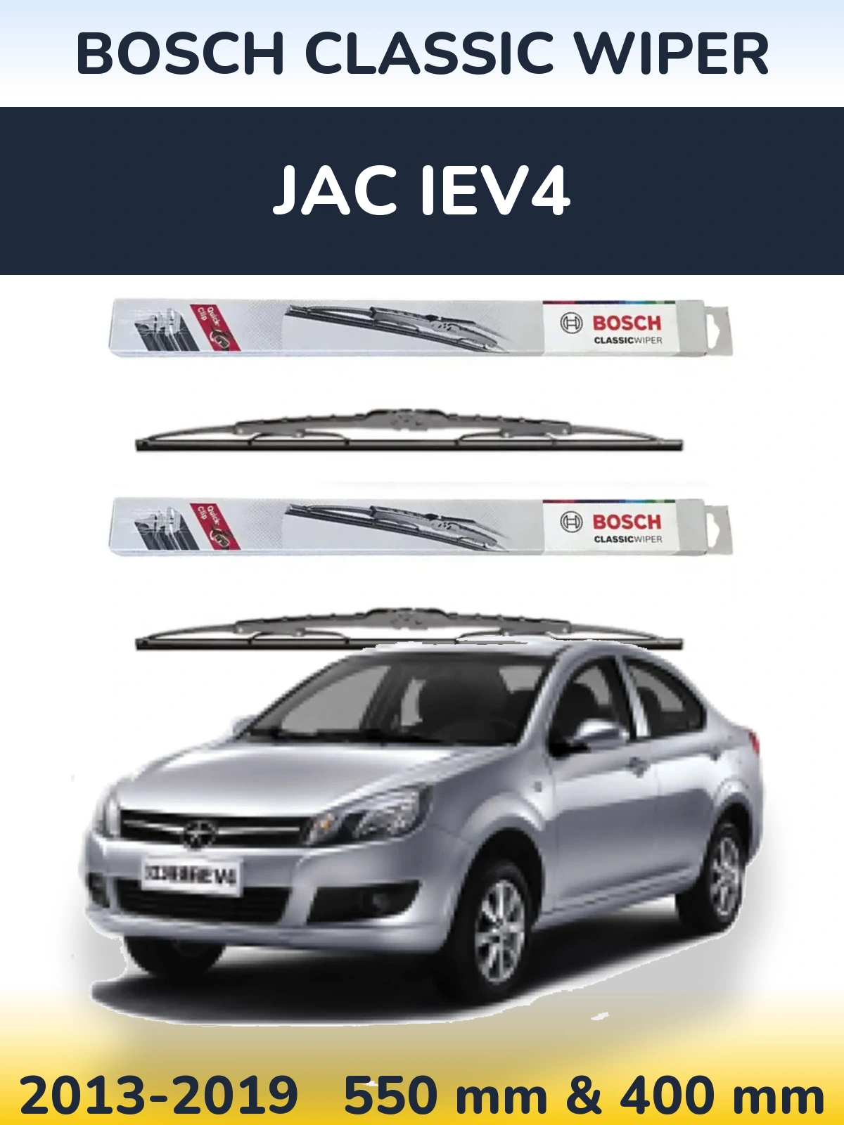 Komplet przednich wycieraczek BOSCH Classic Wiper 550 & 400 mm do JAC iEV4 2013-2019