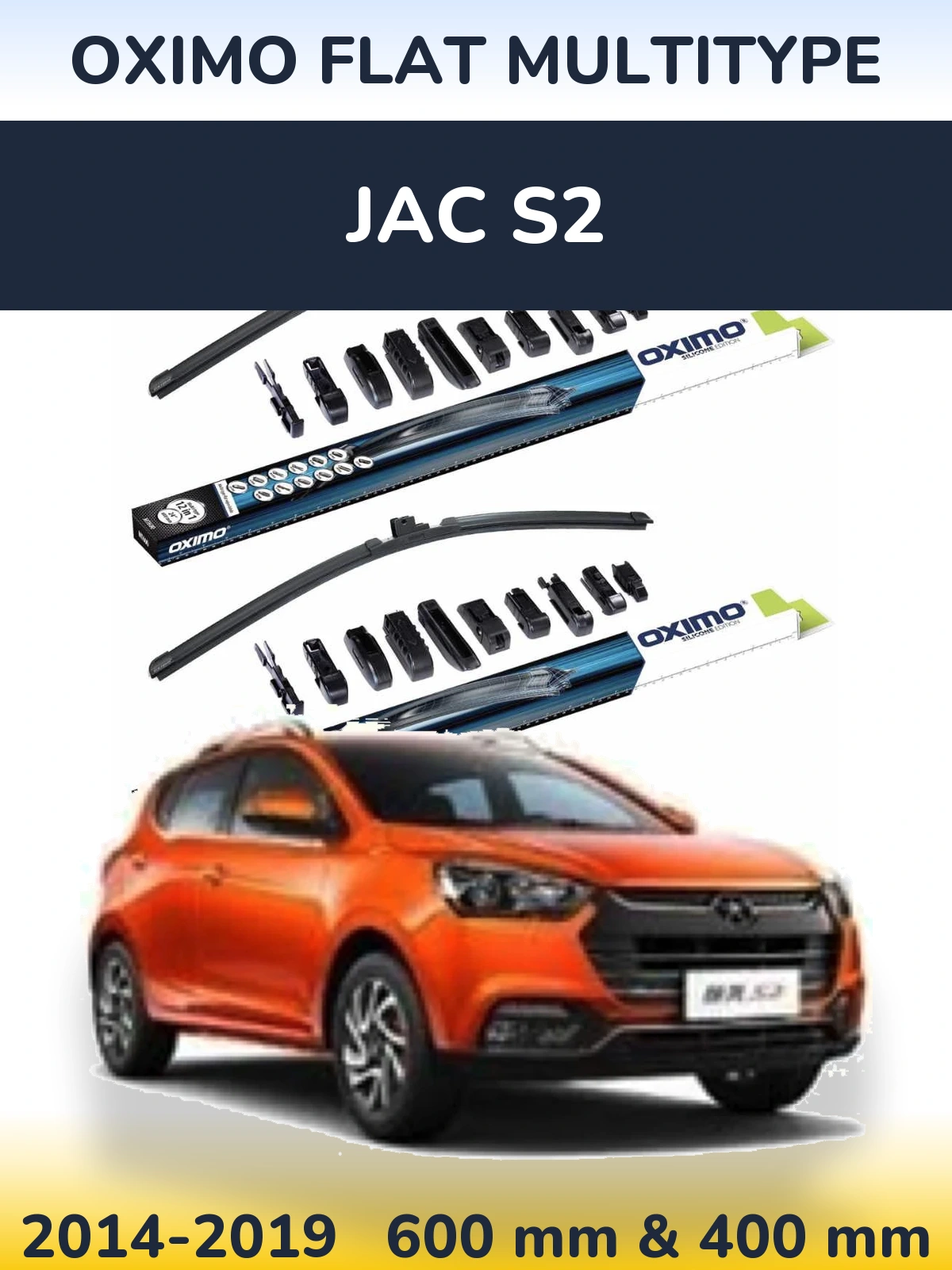 Komplet przednich wycieraczek Oximo Flat MultiType 600 & 400 mm do JAC S2 2014-2019