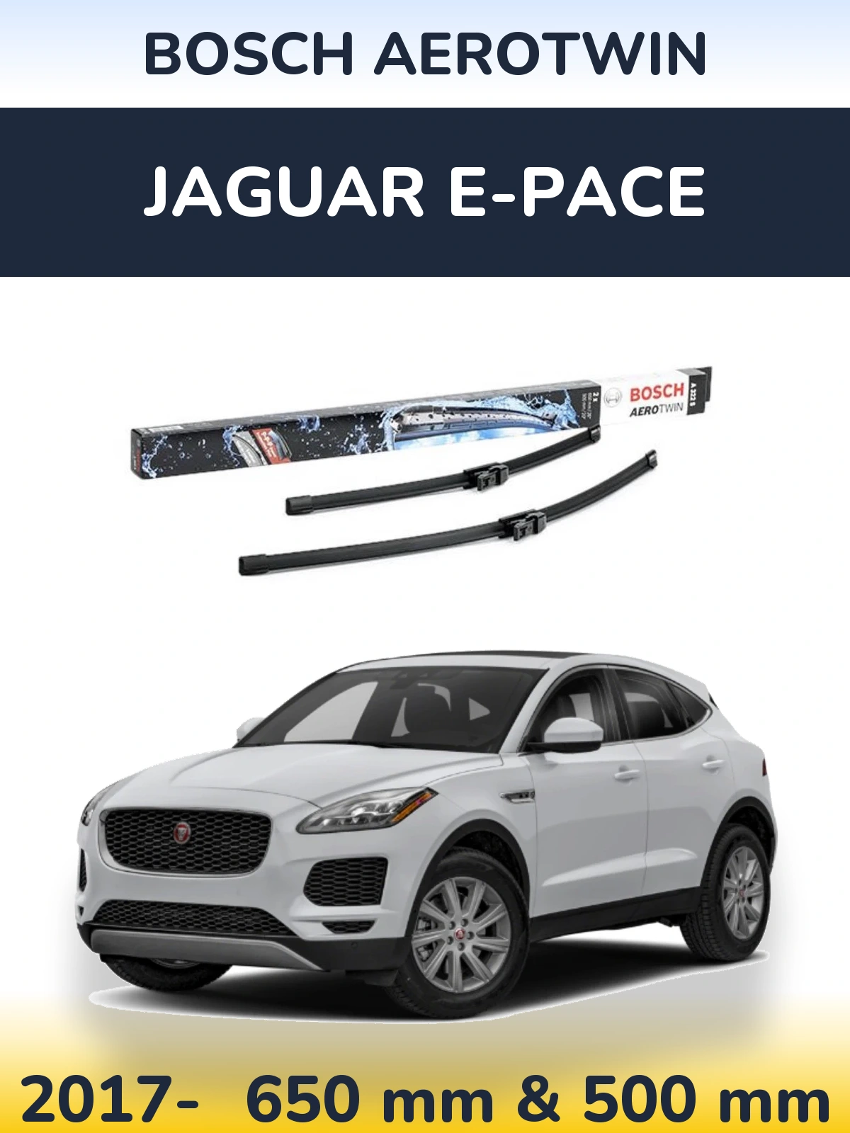 Комплект передних дворников BOSCH AeroTwin 650 & 500 мм для Jaguar E-Pace 2017-2026