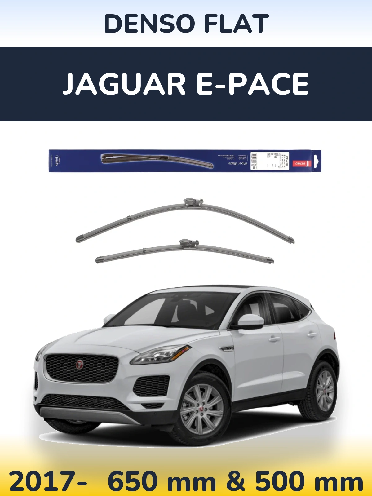 Komplet przednich wycieraczek Denso Flat 650 & 500 mm do Jaguar E-Pace 2017-2026