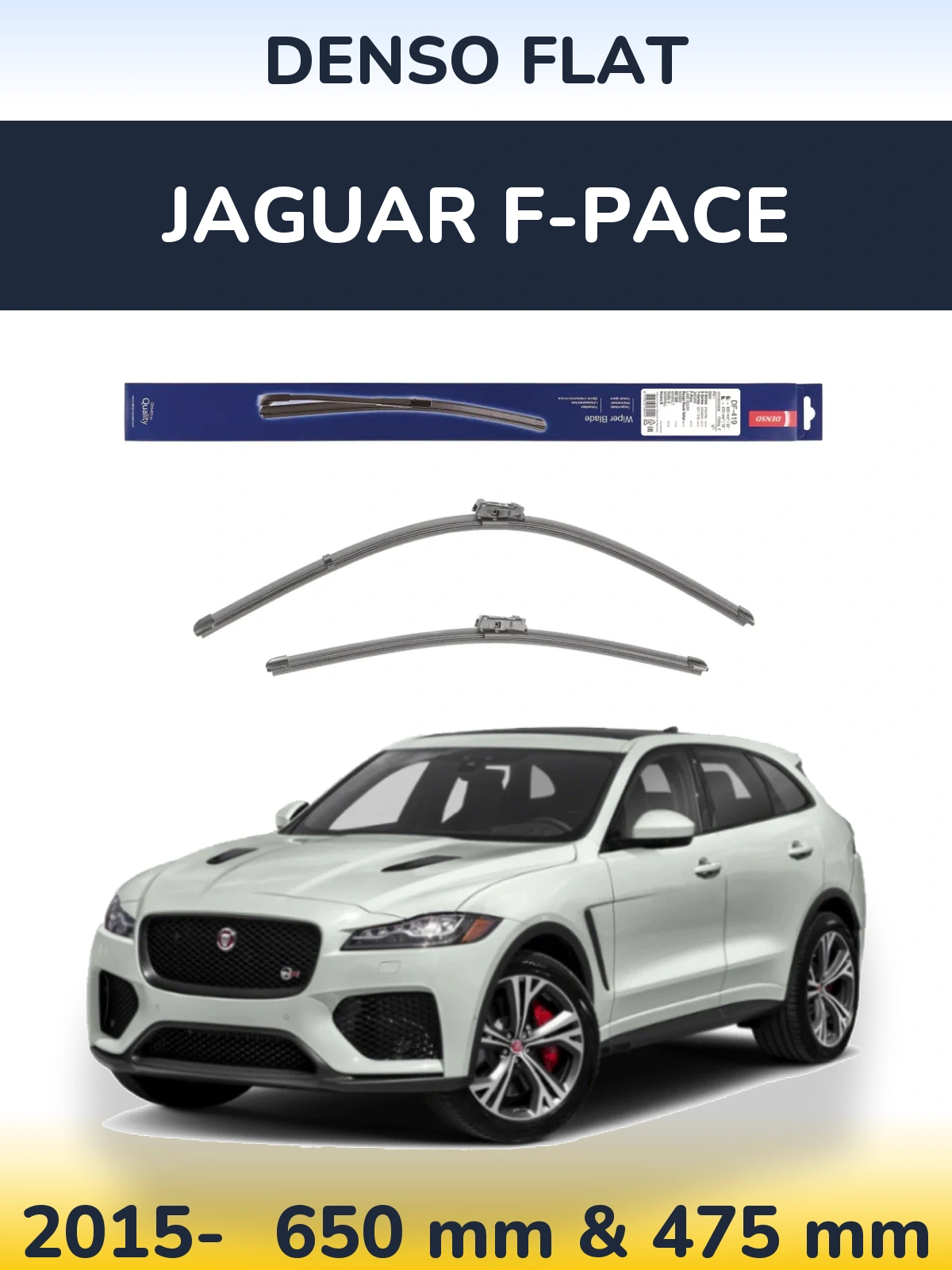 Komplet przednich wycieraczek Denso Flat 650 & 475 mm do Jaguar F-Pace 2015-2026