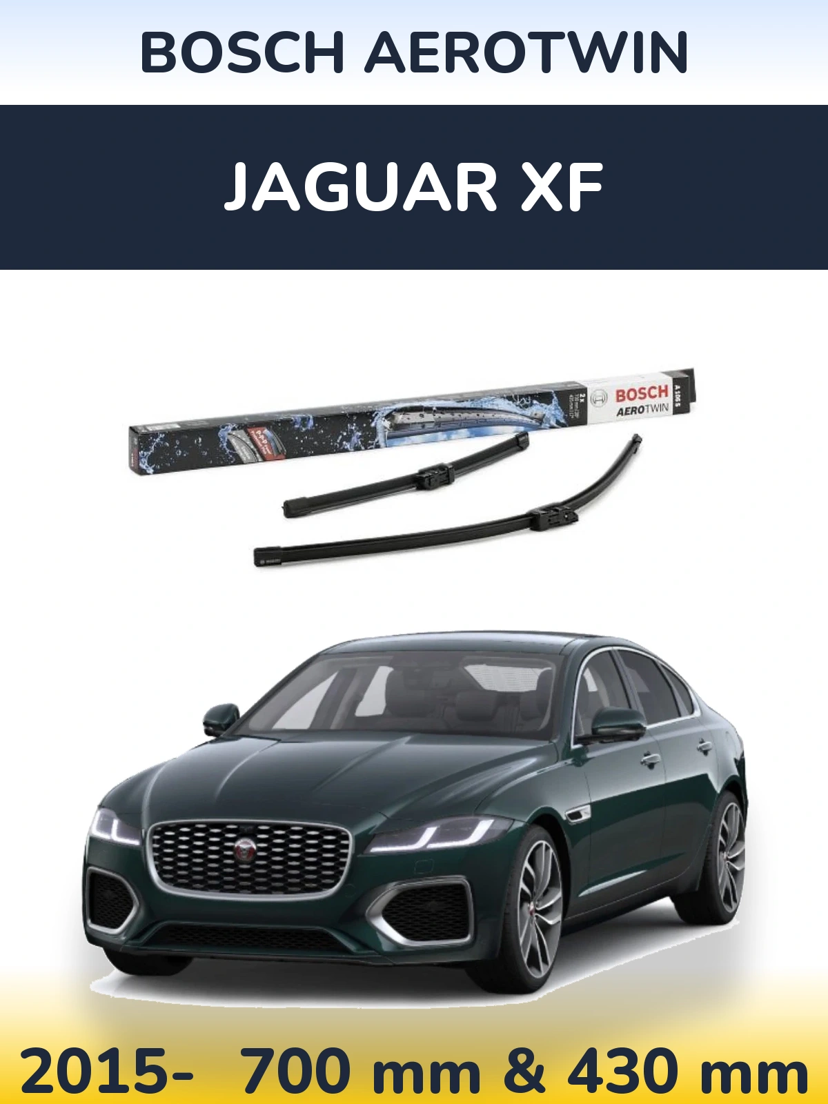 Комплект передних дворников BOSCH AeroTwin 700 & 430 мм для Jaguar XF 2015-2026